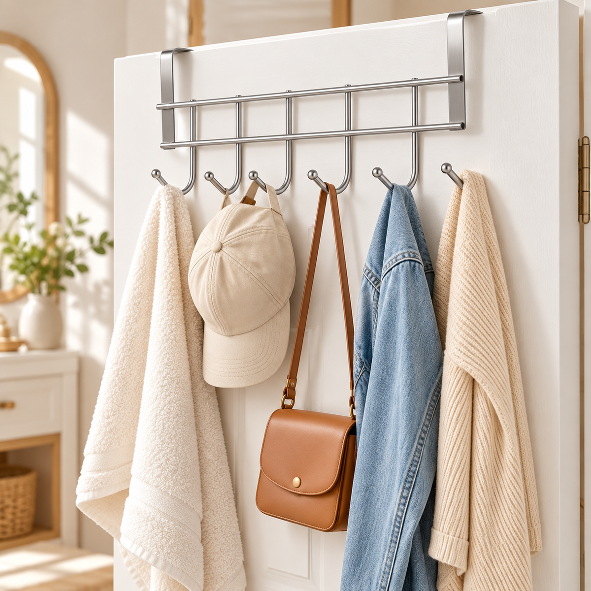 Stainless Steel 5-Hook Door Rack